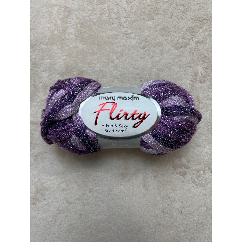 Mary Maxim Flirty Scarf Yarn 100g Plum Perfect Purple Silver Metallic 770-200